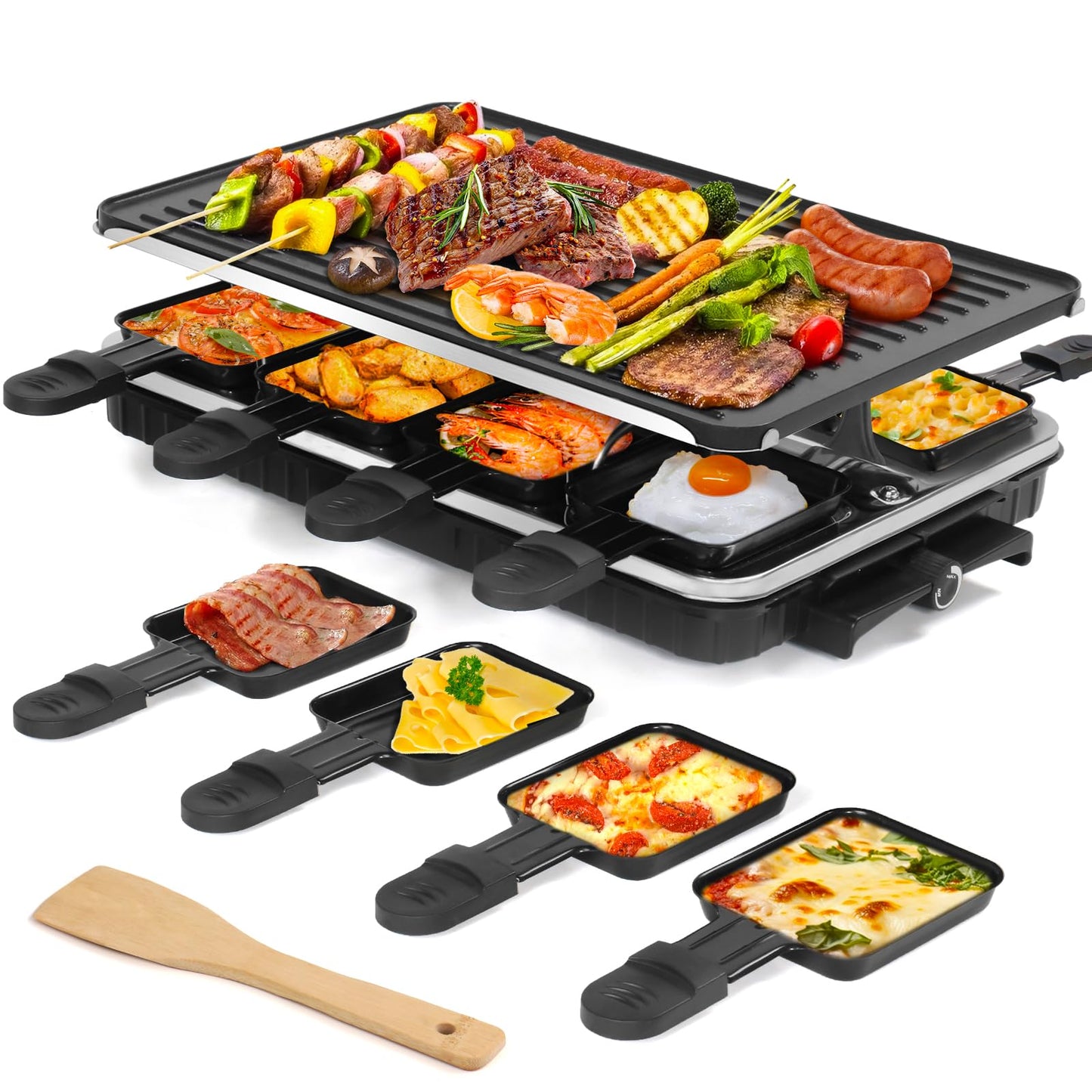 Tabletop Raclette Grill – Electric Non-Stick, 8 Persons